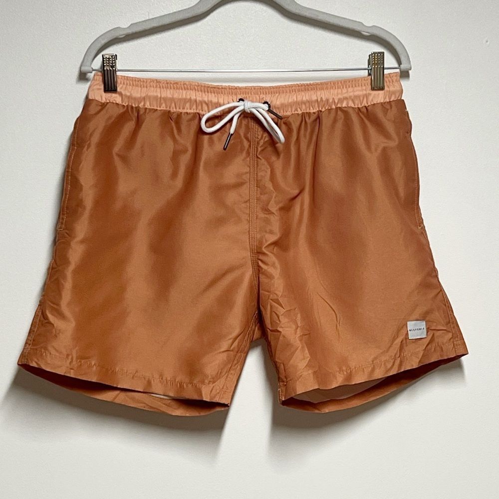 NWOT All Felix Melbourne Australia Mens Rusty Orange Swim Trunks Sz L 30 W